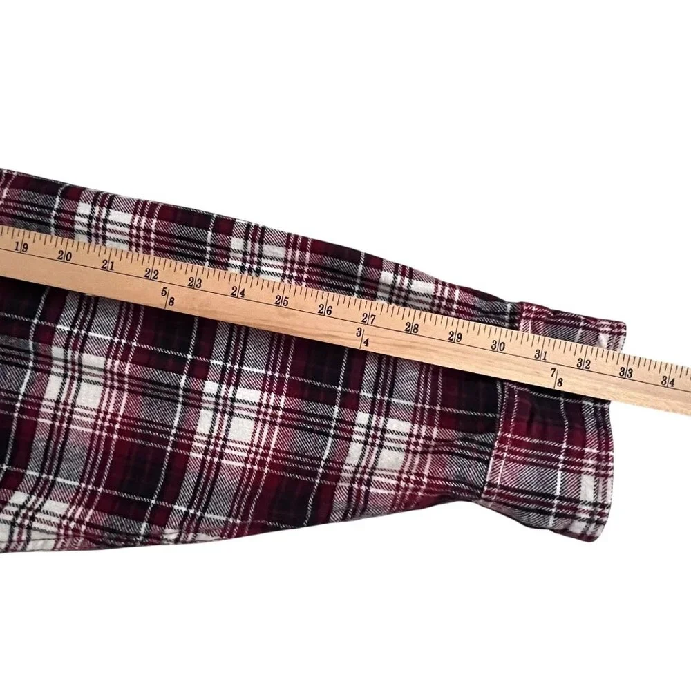 Jachs Tartan Plaid Red Flannel Button Up Shirt Mens 2XL Pockets Casual Outdoor